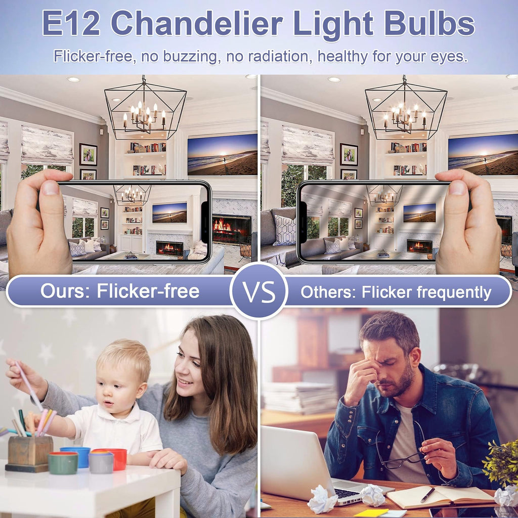 Sailstar Candelabra Light Bulbs 60 Watt Equivalent, 4000K Natural Daylight, 5W E12 Small Base Type B LED Bulbs, 500 Lumens, Chandelier Ceiling Fan Light Bulbs, CRI 85, Non-dimmable, Pack of 10