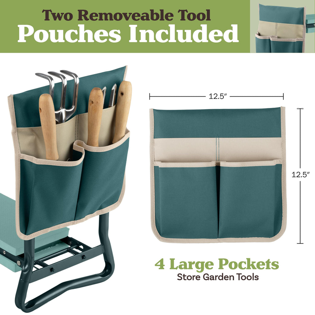 Pure Garden 2-in-1 Foldable Garden Kneeler and Seat, Green