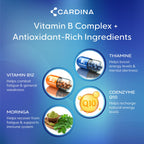 CARDINA B12 Vitamins for Women and Men - Brain Supplements for Memory and Focus with Thiamine B1 Supplement and COQ10 - Brain Memory Support - Non-GMO and Vegan B12 Supplement, 60 Ct