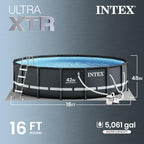 INTEX 26325EH Ultra XTR Deluxe Above Ground Swimming Pool Set: 16ft x 48in – Includes 1500 GPH Cartridge Sand Filter Pump – SuperTough Puncture Resistant – Rust Resistant – Easy to Assemble