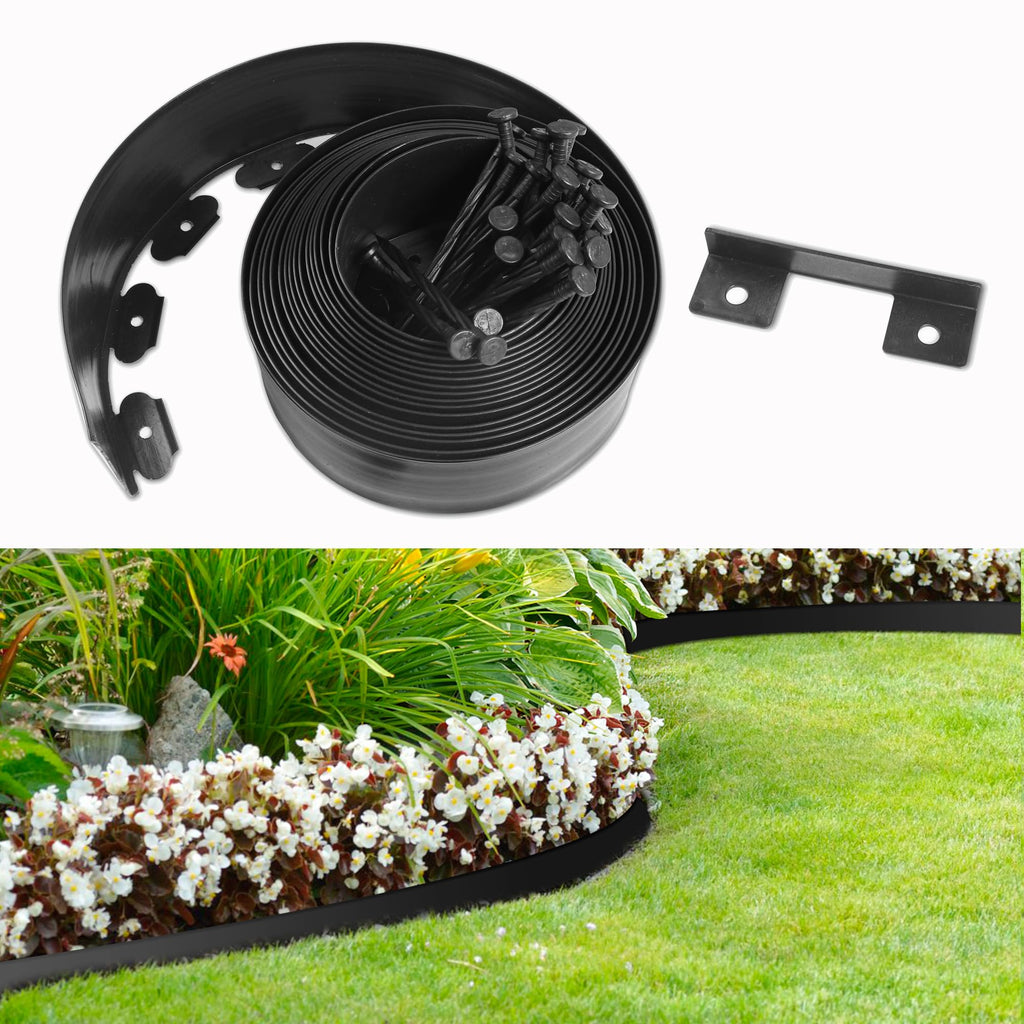 RLINGX Landscape Edging No Dig 4 inch Tall 33FT Garden Edging with 30 Spikes, Landscape Edging Border for Landscaping, Lawn, Flower Beds, Grass and Yard (4inch 33ft)