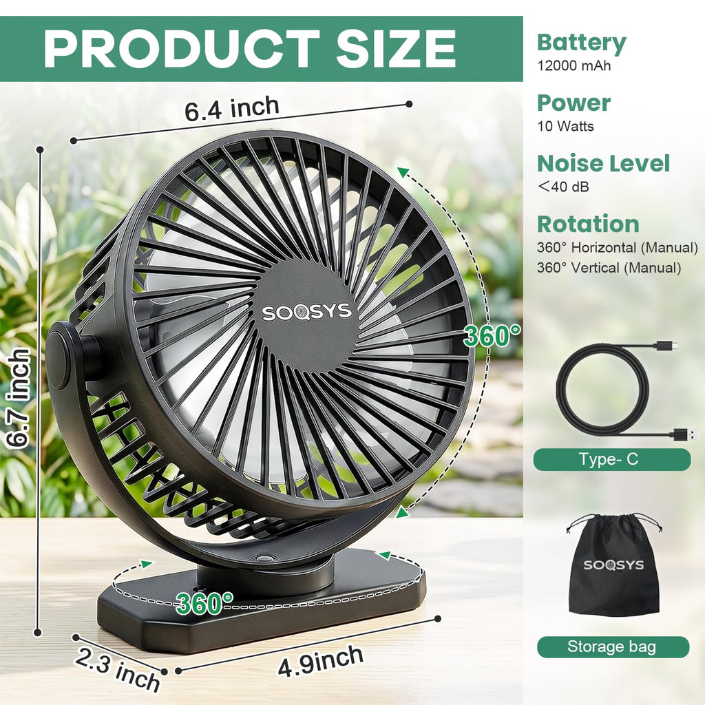 Grow Tent Fan 6”, Magnetic Fan for Greenhouse Plant with Brushless Motor and Hook, 3 Speeds Strong & Quiet Airflow, LED, Timers, 720° Adjustable Airflow Angle for Hydroponics Circulation Cooling