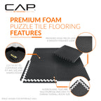 CAP Barbell 1/2-Inch Interlocking EVA Foam Exercise Puzzle Mat Home Gym Flooring - 1 Pack | 24" x 24" x 1/2" | Tatami Pattern - Black