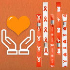 WANDIC Orange Ribbon Bracelets, 30 Pcs 5 Styles Leukemia Awareness Wristbands Adjustable Polyester Wrist Bands Kidney Cancer Wrist Strap for Men Women, 6.89 * 0.59in, Polyester, no Gemstone