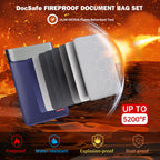 DocSafe Fireproof Document Bag (5200℉) with Fireproof Organizer Travel Case,Heat Insulated Fire＆Water Resistant 8 Layers Safe Money Bag Storage for Important Documents,Cash,Power Bank,Valuables,Blue