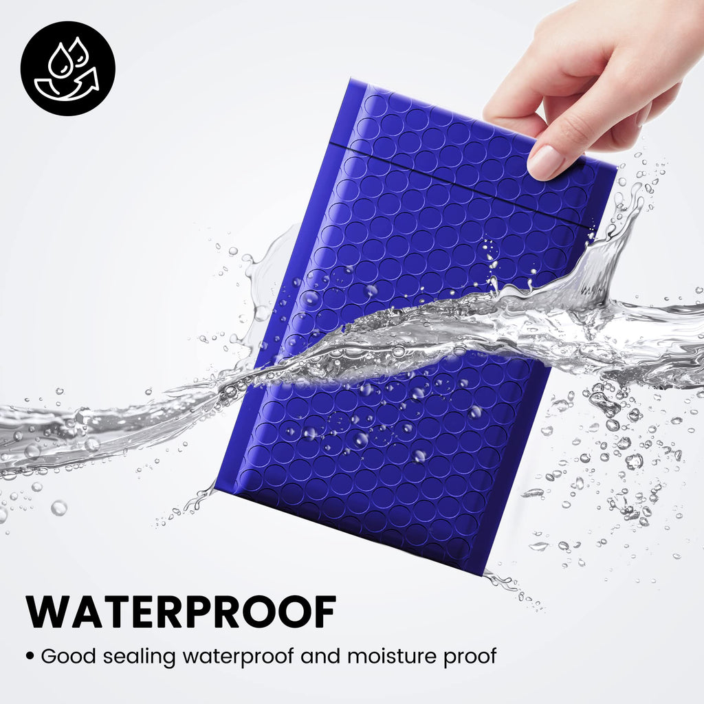 Fuxury Bubble Mailers 4x8" 200 Pack Waterproof Padded Envelopes Self Seal Bubble Envelopes Padded Mailers for Small Business Envelope Mailers Usable Size 4x7 Royal Blue