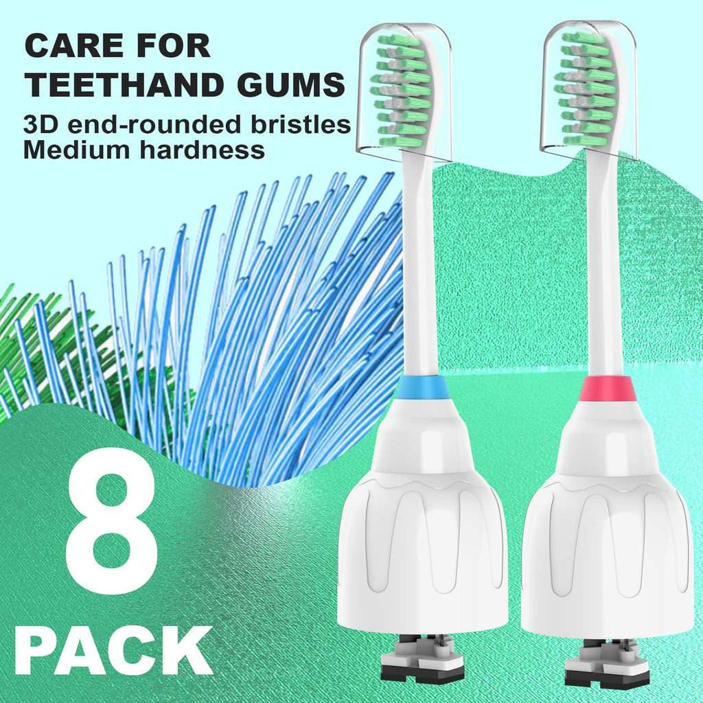 Replacement Toothbrush Heads for Philips Sonicare E Series, Compatible with Sonicare Essence Elite Advance CleanCare Screw-on Electric Toothbrush HX7022/66 HX7023/64, HX7023/30, 8 Pack