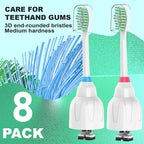 Replacement Toothbrush Heads for Philips Sonicare E Series, Compatible with Sonicare Essence Elite Advance CleanCare Screw-on Electric Toothbrush HX7022/66 HX7023/64, HX7023/30, 8 Pack