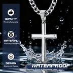 Besteel 925 Sterling Silver Cross Necklace for Men Women Cross Chain 18 In