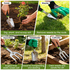 WOWBOX Garden Tools Set, 10 PCS Heavy Duty Gardening Hand Tools Kit, Green