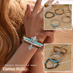 COLOYAN 28PCS Western Turquoise Beaded Bracelets for Women Stackable