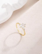 EAMTI 2CT Engagement Rings Pear Cut Wedding Teardrop Bridal Halo Nature Inspired Rings Cubic Zirconia Promise Bands for Women Travel Band 14K Gold Plated Size 7