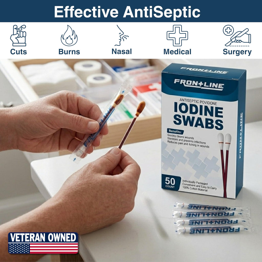 Povidone Iodine Swabs, 50 Pack, Iodine Antiseptic Solution for Wound Care
