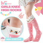 MOGGEI Kids Girls Knee High Socks Long Boot Crazy Silly Fun Gift Tall Funny Cute Animal Christmas Gift for 4 5 6 7 8 9 10 11 12 Year Old Girls Stocking Stuffers Socks 6 Pairs （Animal Pink Purple）