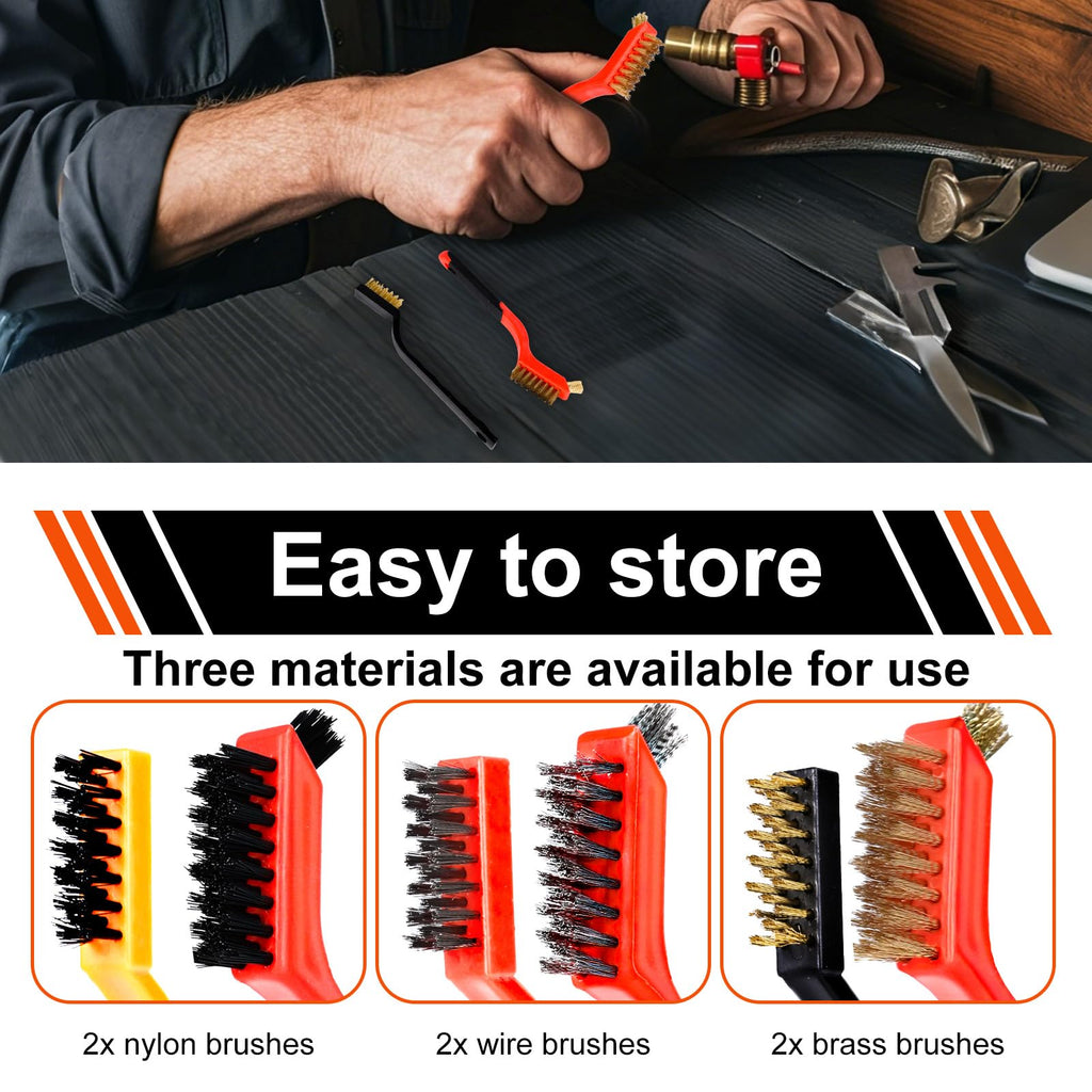 Wire Brush Set, 6 Pcs Professional Wire Brushes for Cleaning Rust
