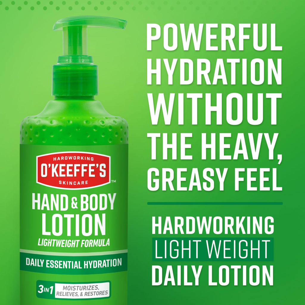 O'Keeffe's Hand and Body Lotion with Glycerin and Shea Butter - 12 oz Pump (2 Pack) - Daily Essential Hydration, Heals & Relieves Extremely Dry Skin