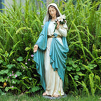 Grace4Joy Virgin Mary Garden Statue, 24 Inches Saint Mary Holding Lilies Outdoor Sculpture, Blessed Virgin Outdoor Statue for Home Yard Patio Lawn Hallway Decor