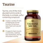 Solgar Taurine 500 mg, 250 Vegetable Capsules - Antioxidant - Brain Health - Amino Acid - Vegan, Gluten Free, Dairy Free, Kosher - 250 Servings