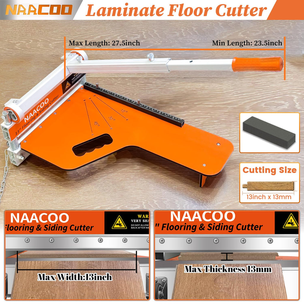 Laminate/Vinyl Floor Cutter with Extra Blade for Work Efficiently,13“ Vinyl Plank Cutter with Wheel - Just 1 Step Meet Angle&Length Cutting, Flooring Tools-Cuts LVP, Engineer Wood, VCT, SPC, WPC.