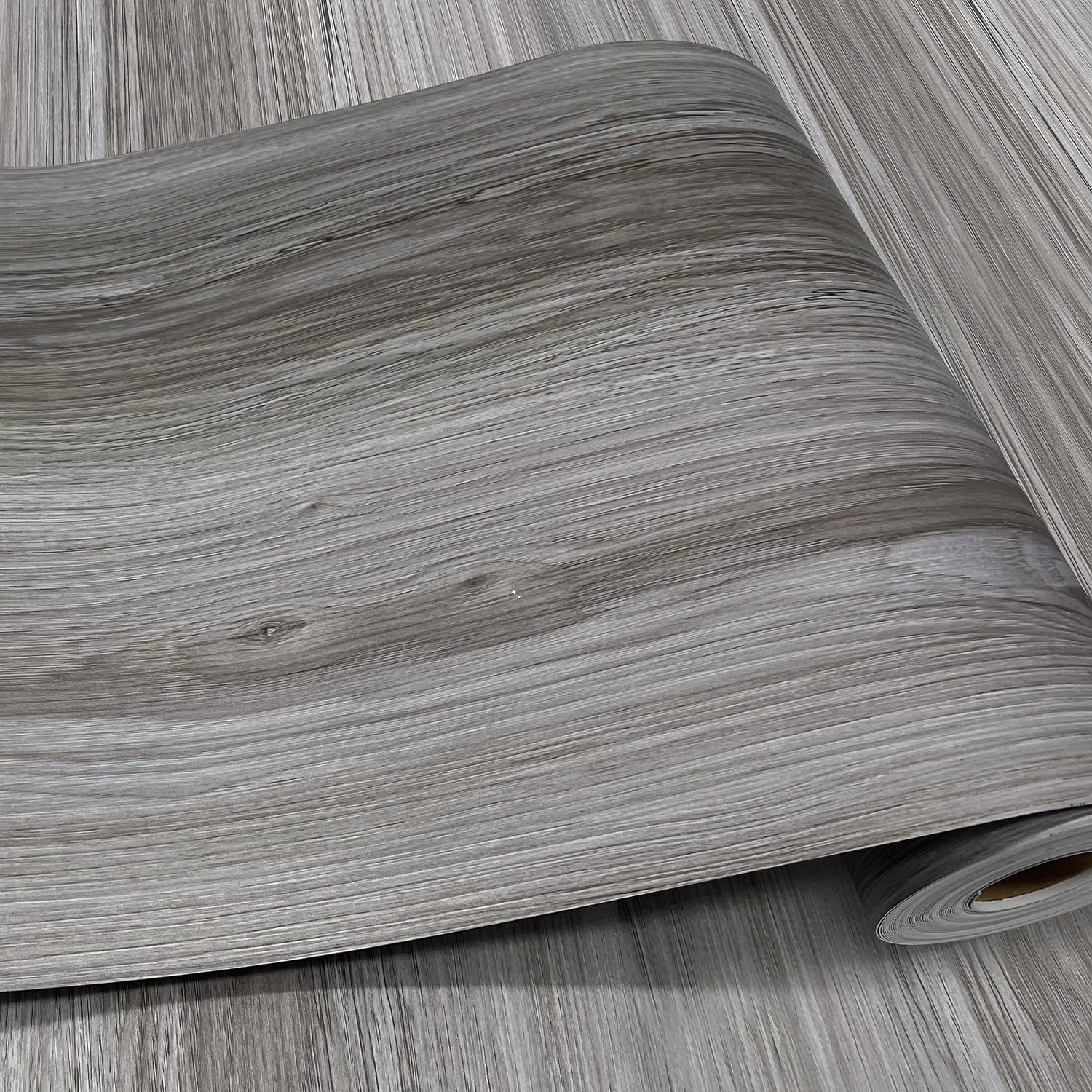 auxua Wood Grain Peel and Stick Floor Tiles – 11.8” Width, Full Roll Length of 590" – Versatile Design for Any Space, Light Color Self Adhesive Vinyl Flooring, Waterproof and Non-Slip Features