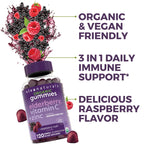 Viva Naturals Organic Sambucus Elderberry Gummies for Adults (120 Count) - 3in1 Black Elderberry Vitamin C and Zinc Immune Support Gummies, Chewable Elderberry Supplements, Zinc Immunity Gummies