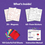 Skillmatics Foil Fun - Girl Power, 20+ DIY Foil Art Magnets, Mess-Free Craft Kit, 60+ Foam Stickers, Creative Activity for Girls, Kids, Tweens, Teens (Ages 7-13), Christmas Gifts, Travel, Party Favor