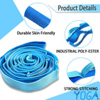 Stretching Strap Yoga Strap with Loops, Stretch Straps for Physical Therapy, Non-Elastic Exercise Strap for Pilates, Dance and Gymnastics with Workout Guide (Blue/Light Blue)