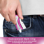 Box Cutter Heavy Duty Utility Knife, Razor Knife, Lightweight Aluminum Handle, Back-lock Mechanism, Stainless Belt Clip, for Carpet, Carton, Box, Cardboard, with 5-piece Extra Blades, Hot Pink