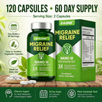 Headache Comfort Supplement, Natural Cranial Relaxation Formula with Magnesium Glycinate, CoQ10, Riboflavin Vitamin B2, B6 & B12, Supports Daily Neurological Balance and Mental Clarity, 120 Capsules