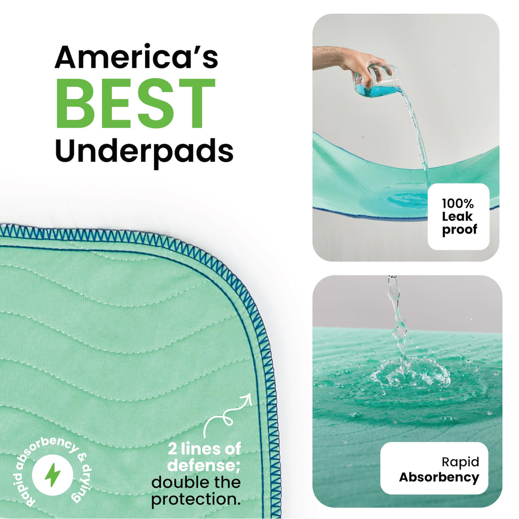 IMPROVIA® Washable Underpads, Heavy Absorbency Reusable Incontinence Pads