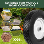 Taifa 2 PCS 16 Inch Rubber Solid Flat Free Tires and Wheels 4.80/4.00-8 with 3/4'' Axle Bore Hole, Air Less Wheel for Wheelbarrow/Wagon/Hand Truck/Trolley/Garden Cart etc.