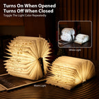 ZBOLE Book Lover Gift, Folding Book Lamp Decor, Portable Print Book Light