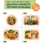 Glotoch Express 32 oz-200 Pack Meal Prep Containers with Lids,Resuable Cornstarch Material Salad Containers, Plant-based Lunch Boxes, Plastic Take Out Bowls for Restaurant