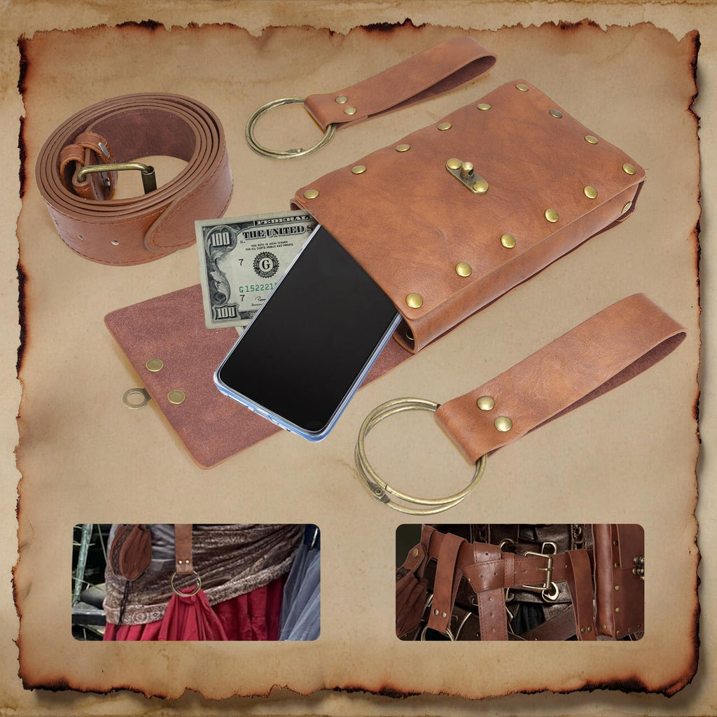 Renaissance Belt Pouch Medieval Pirate Costume Accessories Set for Cosplay