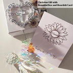 Elivida Christian Gifts for Women, Heart-Shaped Suncatcher with Cross - Religious Birthday Ornament with Scripture The Lord is My Light and My Salvation - Inspirational Catholic Spiritual Gifts