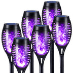 Toodour Solar Torch Flame Lights, 6 Pack Solar Lights Outdoor with Flickering Flame, Waterproof Solar Pathway Lights Landscape Decoration Lighting for Garden, Lawn, Yard, Outdoor Decor - Purple