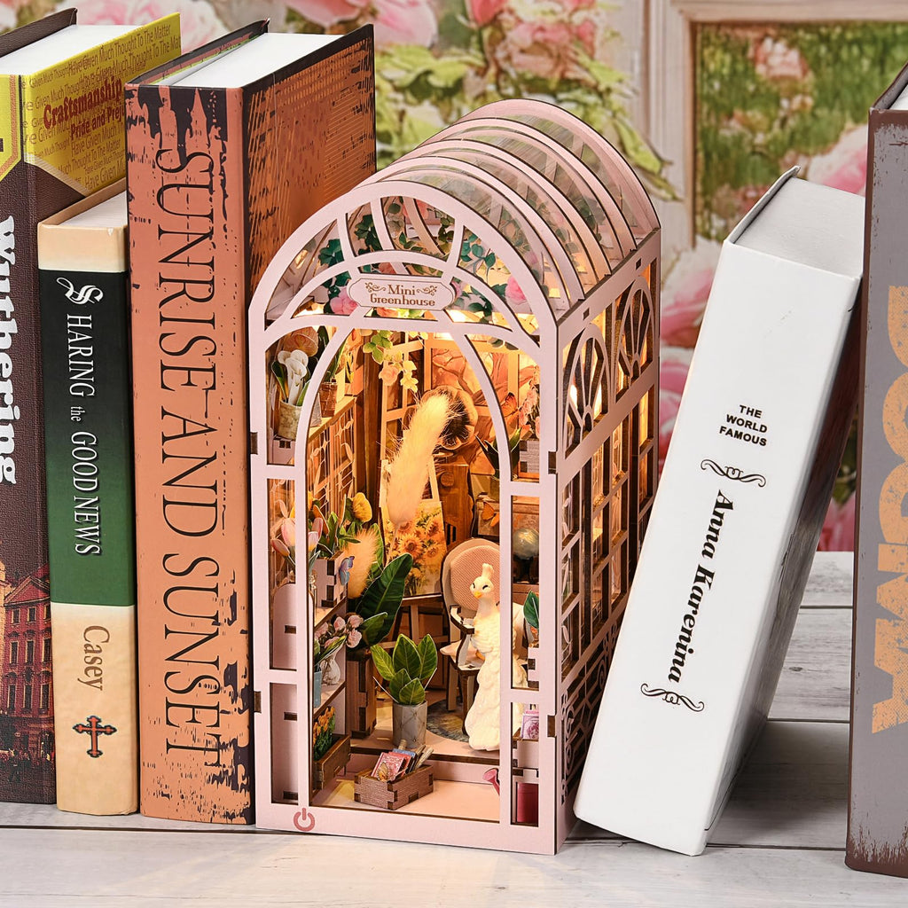 TOYQI DIY Book Nook Kit, Miniature House Dollhouse Kit for Adult and Teens, Book Nook Kits for Adults, Booknook Bookend Alley Model Build with Dust Cover