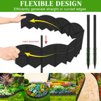 6 Inch Tall 20Ft Black Garden Edging Border with 7.8In Height Stakes,20Pcs