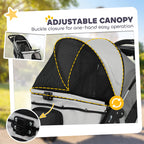 PawHut Dog Stroller for Small Dogs, 3 Wheel Foldable Pet Stroller with 12" Rubber Wheels, Mesh Window, One-Foot Brake, Storage Basket and Cup Holder, Up to 22 LBS, Light Gray