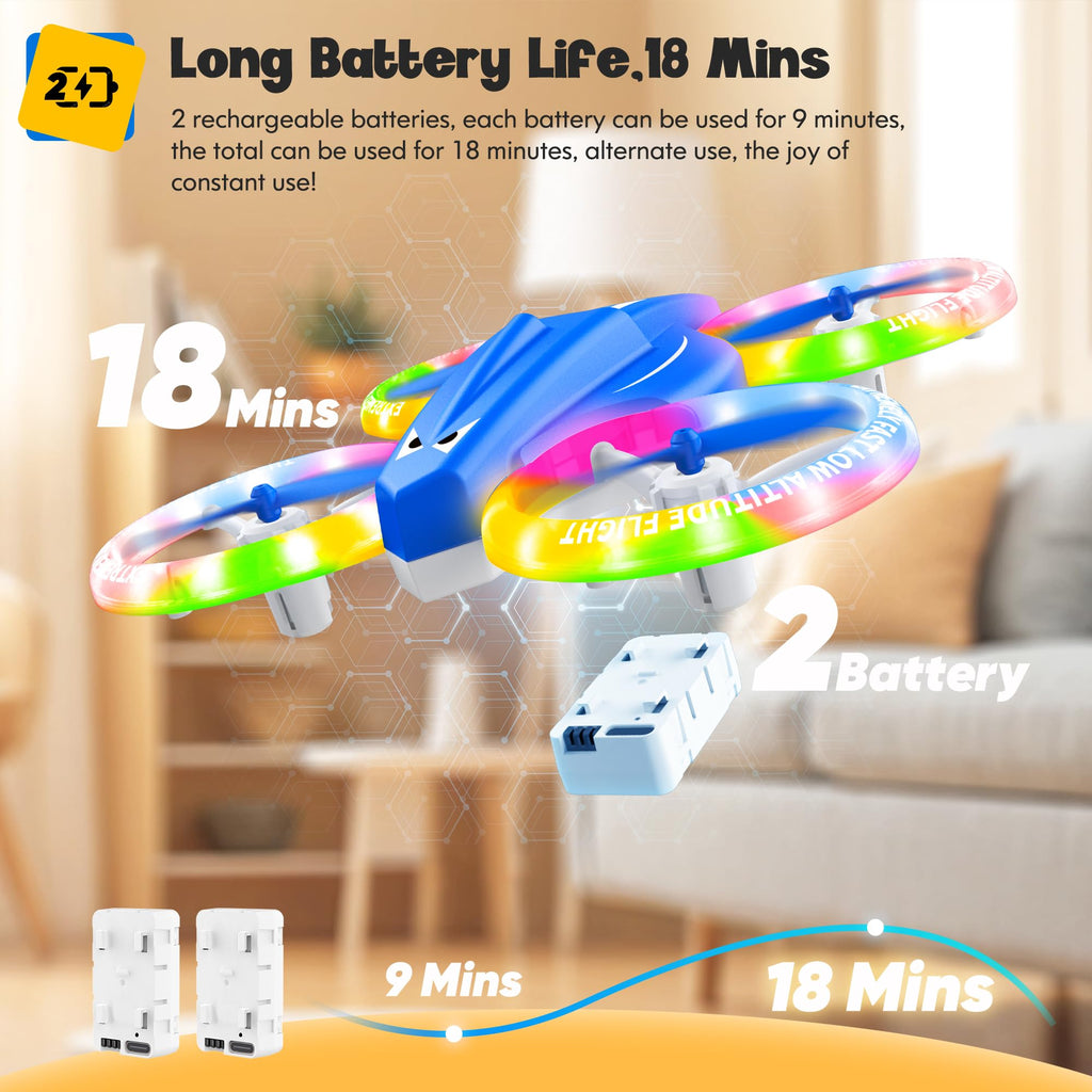 ALTITACO Drones for Kids with Cool Light, Kids Drone with 3D Flip, Altitude-Hold, Self-Rotation, Headless Mode, 3 Speed Modes, One-Click Take-Off/Landing, Mini Drone for Christmas, Beginners, Indoor