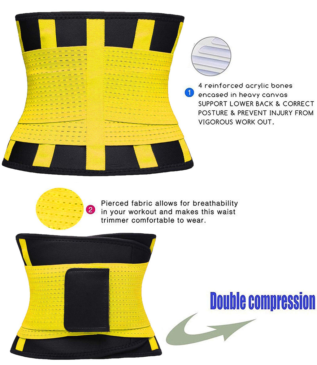 VENUZOR Waist Trainer Belt for Women - Waist Cincher Trimmer - Slimming Body Shaper Belt - Sport Girdle Belt (UP Graded)(Yellow,X-Large)