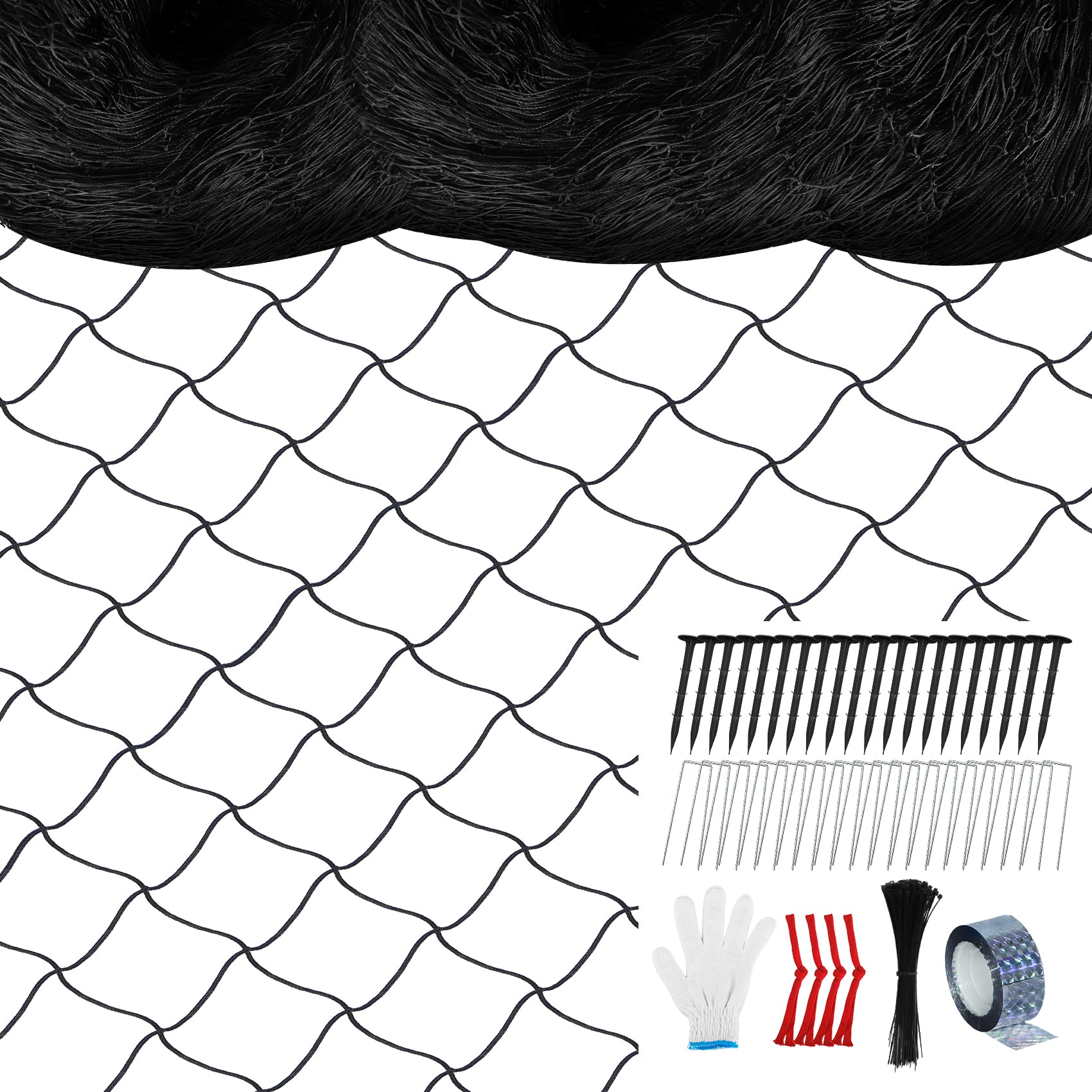 Unves 25 x 100 Ft Bird Netting, 2.4" Square Mesh Bird Net for Chicken Coop