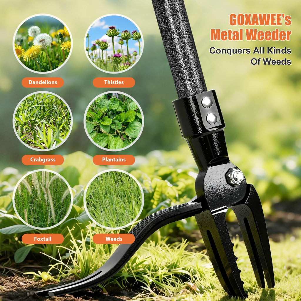 GOXAWEE Stand Up Weed Puller Tool with 45″ Long Handle, Manual Weeder Tool
