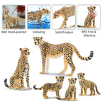 Toymany 8PCS Cheetah Figurines with Cheetah Cubs, Realistic Jungle Zoo Animals Figurines Family Set, Educational Toy Cake Toppers Christmas Birthday Gift for Kids