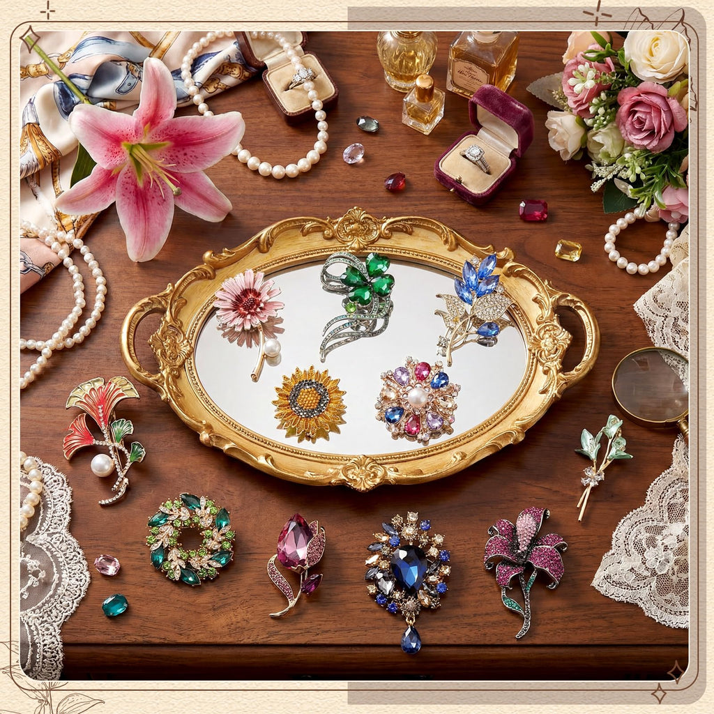 Sasylvia 16 Pcs Women Brooches Bulk Rhinestone Pins Set