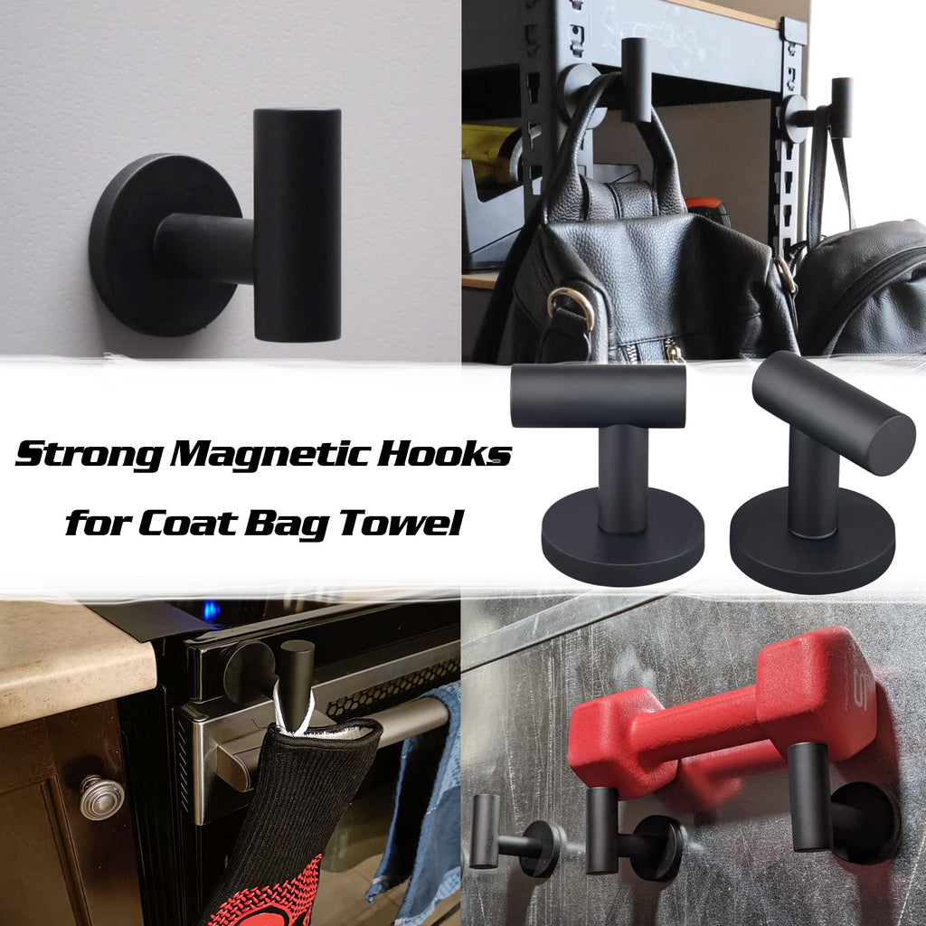 ULIBERMAGNET Strong Magnetic Coat Hooks,Heavy Duty Rubber Coated Magnets Hook for Metal,Door,Grill,Refrigerator, Locker,Neodymium Magnet Hook for Towel,Coat,Bag,Umbrella