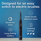 Oral-B Rechargeable Electric Toothbrush, iO2 Starter Kit, 3 Cleaning Modes, Automatic Pressure Sensor to Protect Gums, 2 Brush Heads, Night Black