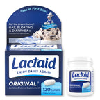 Lactaid Original Strength Lactose Intolerance Pills, 9000 FCC Natural Lactase Enzyme Dairy Relief Caplets, Helps Prevent Gas, Bloating & Diarrhea Due to Lactose Sensitivity in Adults & Kids, 120 Count