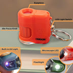 Carson MicroMini 20x Lighted Compact Pocket Microscope, UV and LED Flashlight, Orange (MM-280O)