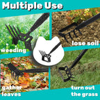 Ihomepark Garden Hoe, Stirrup Hoe with Adjustable Handle for Weeding Digger loosening Soil Metal Garden Cultivator Hoe with Rake Tiller Cultivator (30-62 Inch)